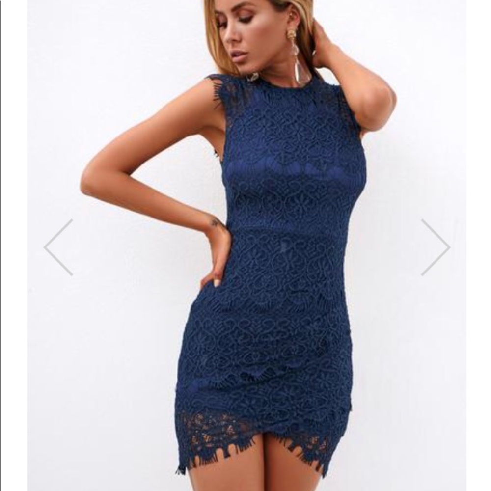 Xenia lace Jessica dress in navy blue